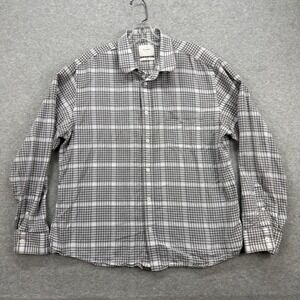 Billy Reid Shirt Mens Large Gray Check Standard Long Sleeve‎ Button Up Casual